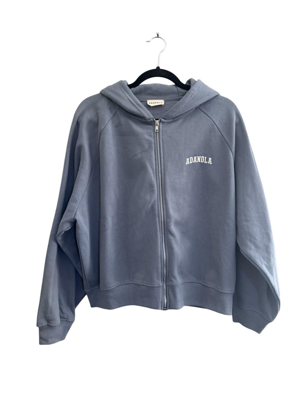 Adanola Varsity Loose Fit Full Zip Hoodie jacket Slate Blue Womens Small #NE131